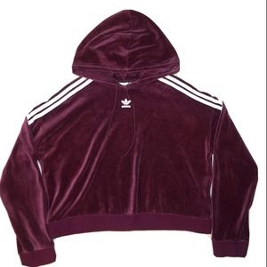 Adidas Original Velvet Cropped Hoodie